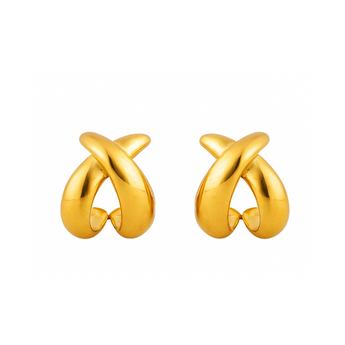 Gold Chunky X Studs Earrings waterproof tarnish-free jewellery - Binky Belle