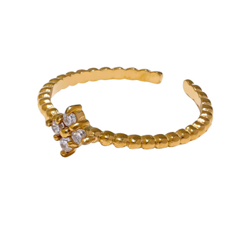 Gold Clover Adjustable Ring Rings waterproof tarnish-free jewellery - Binky Belle