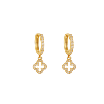 Gold Clover Huggies Earrings waterproof tarnish-free jewellery - Binky Belle