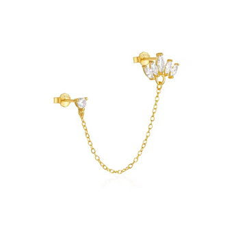 Gold Crown Chain Stud Earrings waterproof tarnish-free jewellery - Binky Belle