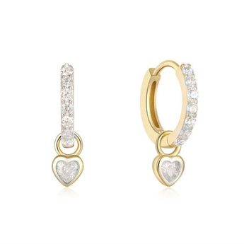 Gold Crystal Luxe Heart Huggies Earrings waterproof tarnish-free jewellery - Binky Belle