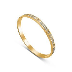 Gold Crystal and Diamond Bangle Bracelet waterproof tarnish-free jewellery - Binky Belle