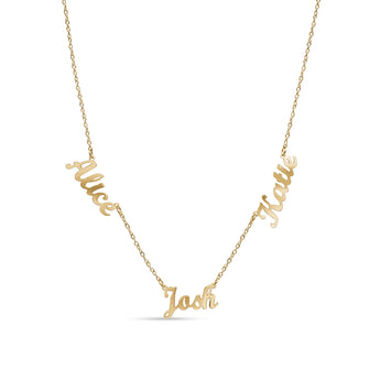 Gold Custom 3 Name Necklace personalised waterproof tarnish-free jewellery - Binky Belle