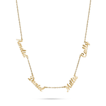 Gold Custom 4 Name Necklace personalised waterproof tarnish-free jewellery - Binky Belle
