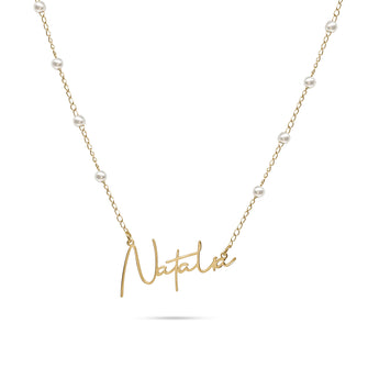 Gold Custom Dainty Pearl Necklace personalised waterproof tarnish-free jewellery - Binky Belle