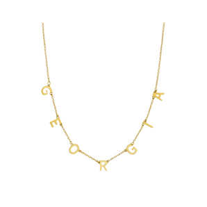 Gold Custom Iconic Letter Necklace personalised waterproof tarnish-free jewellery - Binky Belle