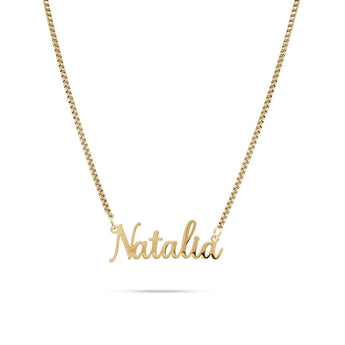 Gold Custom Italics Name Necklace personalised waterproof tarnish-free jewellery - Binky Belle