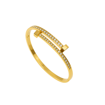 Gold Double Layered Bangle Bracelet waterproof tarnish-free jewellery - Binky Belle