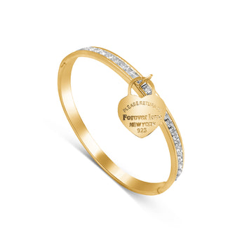 Gold Forever Love Crystal Bangle Bracelet waterproof tarnish-free jewellery - Binky Belle