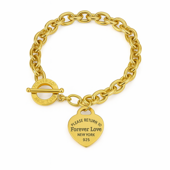 Gold Forever Love Heart Bracelet Bracelet waterproof tarnish-free jewellery - Binky Belle