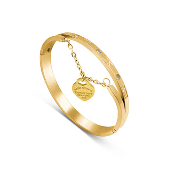 Gold Forever Love Roman Bangle Bracelet waterproof tarnish-free jewellery - Binky Belle
