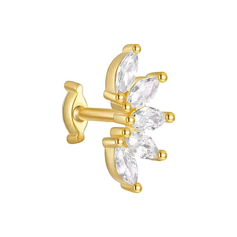 Gold Half Flower Helix Stud Earrings waterproof tarnish-free jewellery - Binky Belle