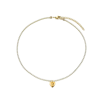 Gold Heart Tennis Necklace Necklace waterproof tarnish-free jewellery - Binky Belle