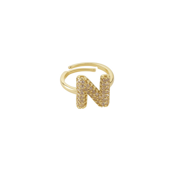 Gold Initial Balloon Adjustable Ring Rings personalised waterproof tarnish-free jewellery - Binky Belle