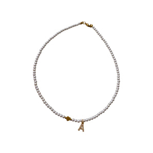 Gold Pearl and Heart Initial Necklace - Binky Belle waterproof, tarnish-resistant jewellery jewelry with a durable finish, designed for stylish everyday wear.