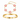 A gold-tone jewelry set featuring a five-flower bracelet with pink enamel centers and a matching slim bangle with clear rhinestones, shown on a plain white background.