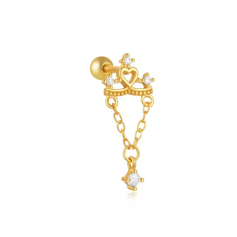 Gold Queen Stud Earrings waterproof tarnish-free jewellery - Binky Belle
