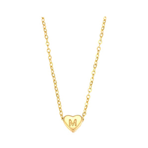 Gold Small Initial Heart Necklace waterproof tarnish-free jewellery - Binky Belle