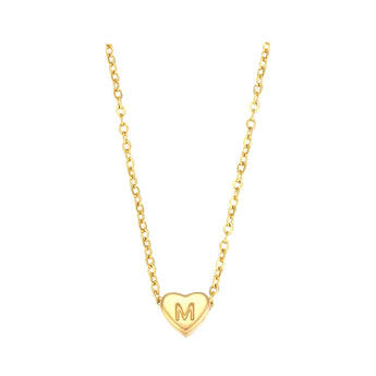 Gold Small Initial Heart Necklace waterproof tarnish-free jewellery - Binky Belle