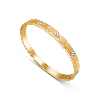 Gold Star and Flower Bangle Bracelet waterproof tarnish-free jewellery - Binky Belle
