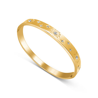 Gold Star and Sun Bangle Bracelet waterproof tarnish-free jewellery - Binky Belle