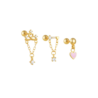 Gold Stud Trio Earrings waterproof tarnish-free jewellery - Binky Belle