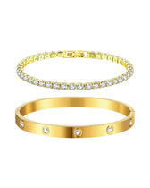 Gold Tennis Bracelet and Bangle Set Bracelet waterproof tarnish-free jewellery - Binky Belle