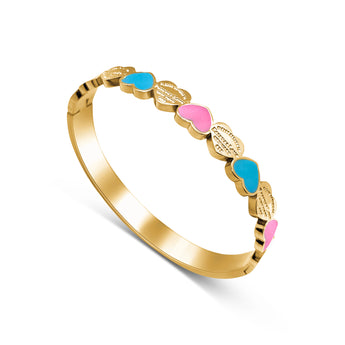 Gold Triple Heart Bangle Bracelet waterproof tarnish-free jewellery - Binky Belle