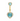 Gold Turquoise Heart Belly Bar Rings waterproof tarnish-free jewellery - Binky Belle