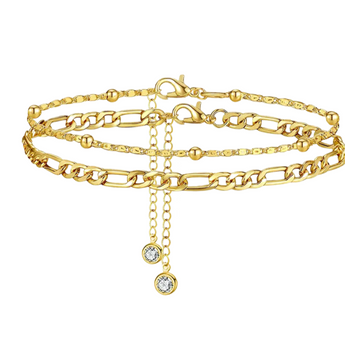 Gold Two Layered Anklet Anklet waterproof tarnish-free jewellery - Binky Belle