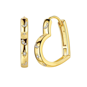 Gold Unique Heart Hoops Earrings waterproof tarnish-free jewellery - Binky Belle