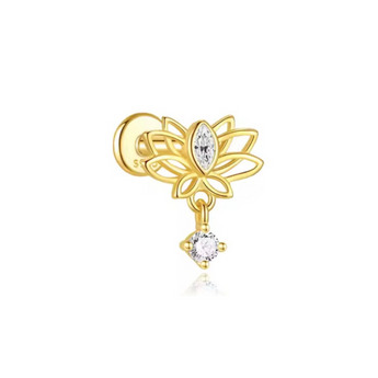 gold stud earring placed on a white background