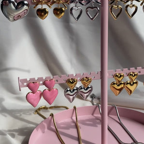Silver Heart Outline Bow Studs