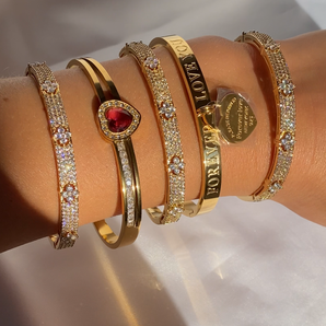 Gold Red Heart Bangle