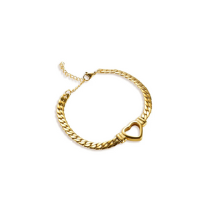Gold Open Heart Chain Bracelet