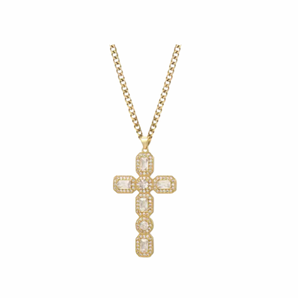 Crystal Cross Gold Necklace