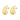 A pair of gold teardrop-shaped stud earrings with a glossy finish.