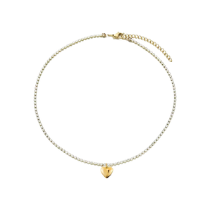 Gold Heart Tennis Necklace