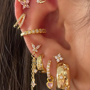 Thick Starry Gold Hoops