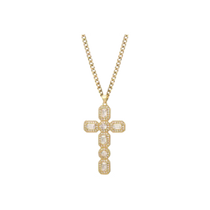 Crystal Cross Gold Necklace