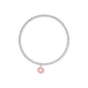 Silver and Pink Doughnut Bracelet