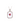 Elegant silver necklace with a rectangular pendant featuring a mother-of-pearl face, heart-shaped red gemstone center, and sparkling diamond border.