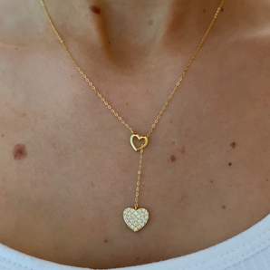 Gold Dainty Double Heart Victoria Necklace
