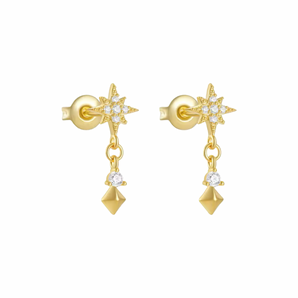 Gold Trendy Star Studs