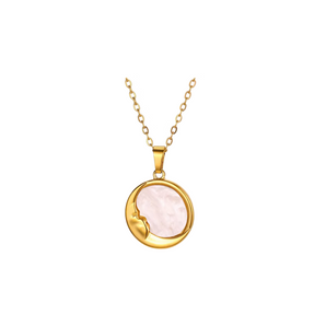 Gold Marble Moon Necklace