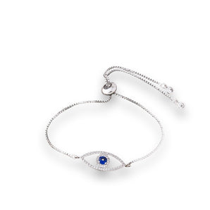 Silver Adjustable Evil Eye Bracelet