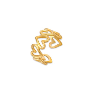 Gold Hollow Heart Adjustable Ring