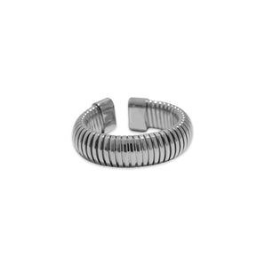 Silver Thick Caterpillar Adjustable Ring