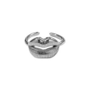 Silver Kiss Me Adjustable Ring