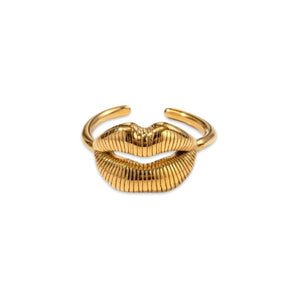 Gold Kiss Me Adjustable Ring